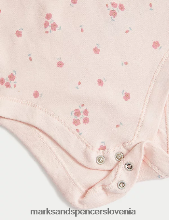 4-delni začetni komplet iz čistega bombaža s cvetjem roza mešanica Marks & Spencer oblačila dojenček 6T8F6X7625