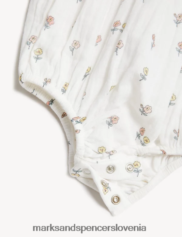 pajkice iz čistega bombaža s cvetličnim motivom mešanica smetane Marks & Spencer oblačila dojenček 6T8F6X7722