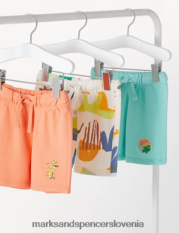 3pk potiskane kratke hlače iz čistega bombaža multi Marks & Spencer oblačila dojenček 6T8F6X7361