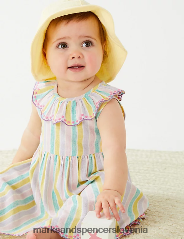 črtasta obleka multi Marks & Spencer oblačila dojenček 6T8F6X7644