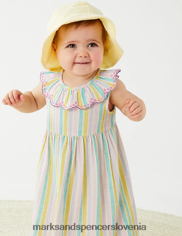 črtasta obleka multi Marks & Spencer oblačila dojenček 6T8F6X7644