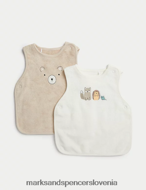 2pk bombažne oprsnice za kapljanje živali bela mešanica Marks & Spencer oblačila dojenček 6T8F6X7350