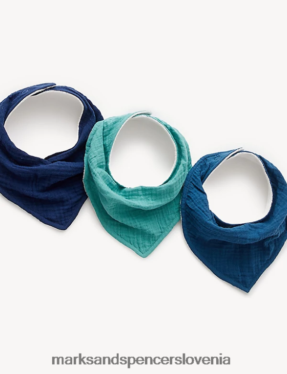 3pk bombažne oprsnice za kapljanje indigo Marks & Spencer oblačila dojenček 6T8F6X7399