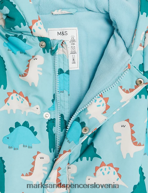snežna obleka s potiskom dinozavrov s kapuco teal mešanica Marks & Spencer oblačila dojenček 6T8F6X7395
