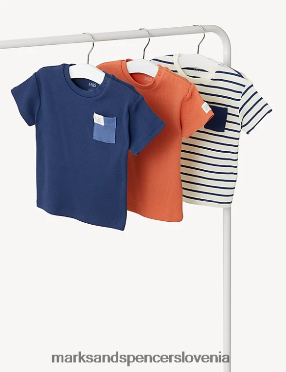 3pk bombažne majice s kratkimi rokavi multi Marks & Spencer oblačila dojenček 6T8F6X7271