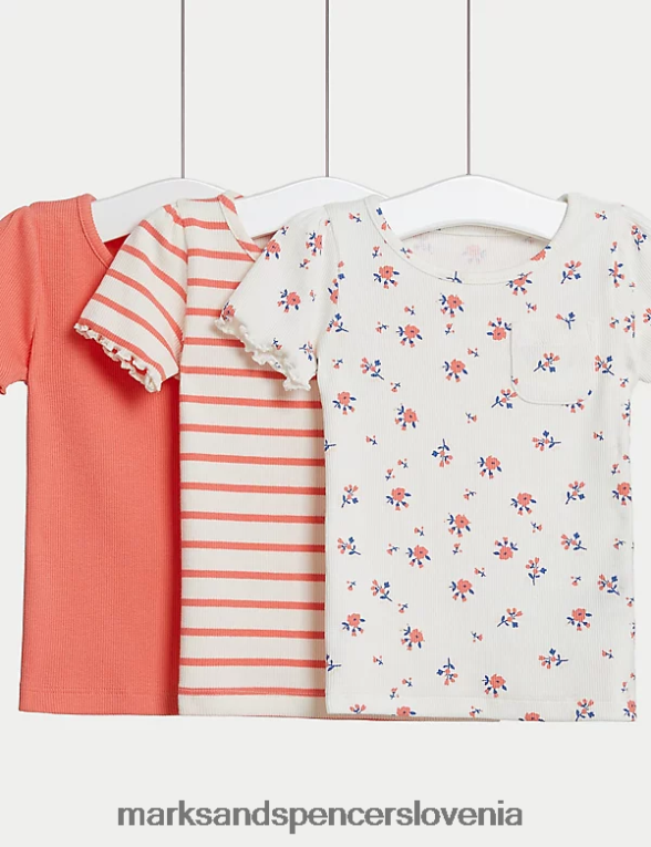 3pk bombažne majice s kratkimi rokavi multi Marks & Spencer oblačila dojenček 6T8F6X7661