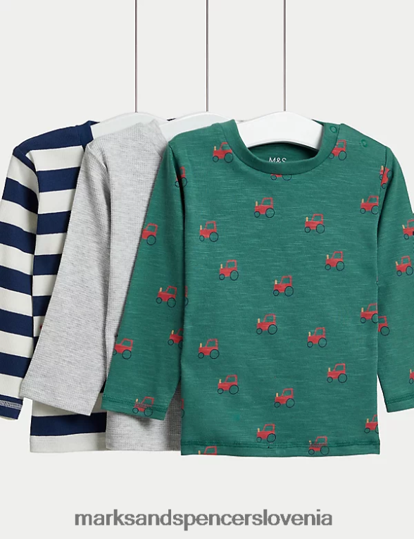 3pk bombažne majice z vzorci multi Marks & Spencer oblačila dojenček 6T8F6X7244