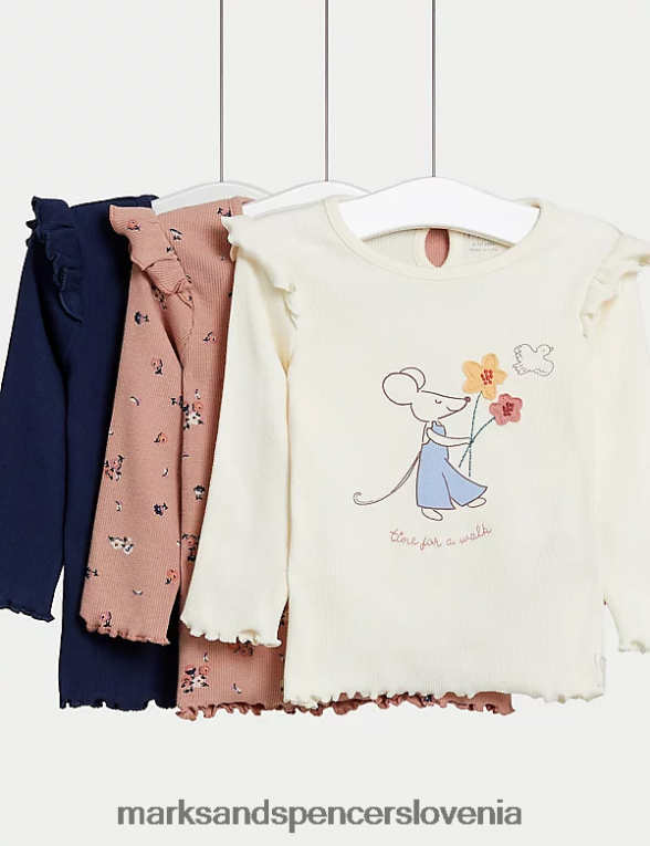 3pk bombažne majice z vzorci multi Marks & Spencer oblačila dojenček 6T8F6X7639