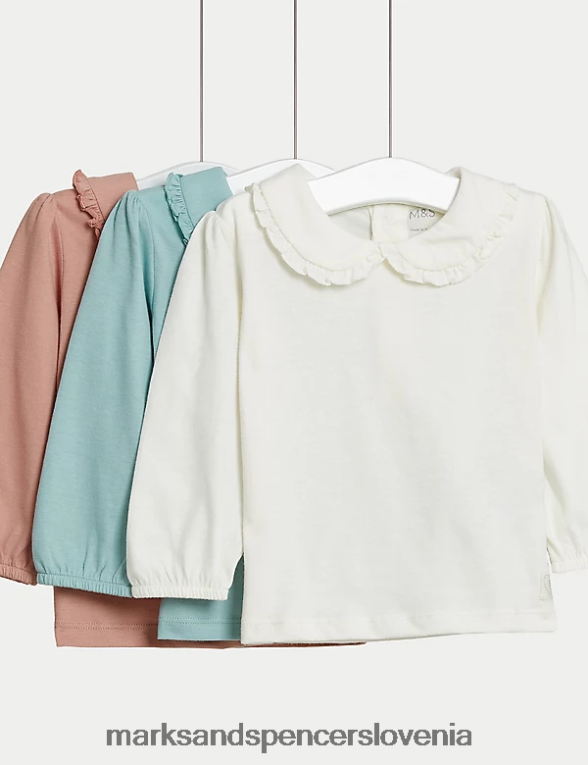 3pk bombažni zgornji deli multi Marks & Spencer oblačila dojenček 6T8F6X7626
