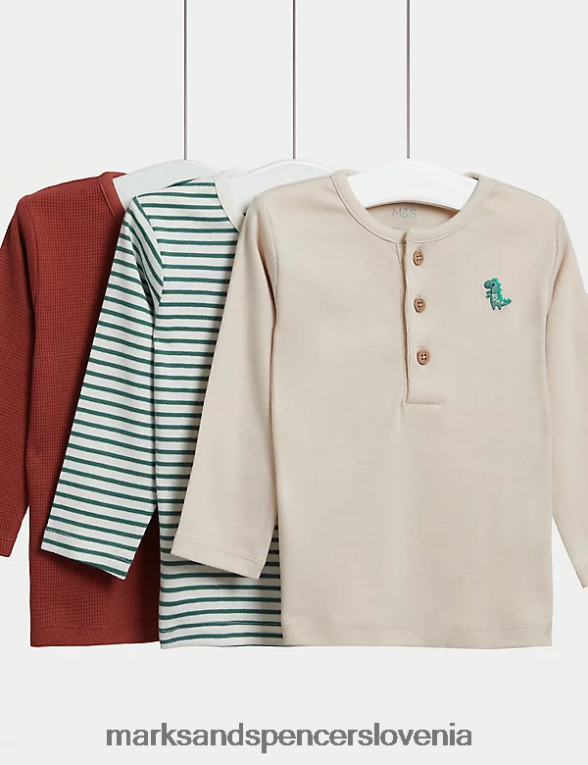 3pk majice iz čistega bombaža multi Marks & Spencer oblačila dojenček 6T8F6X7242