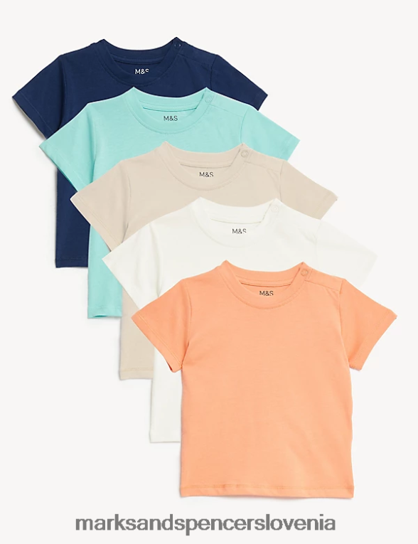 5pk majice iz čistega bombaža multi Marks & Spencer oblačila dojenček 6T8F6X7588