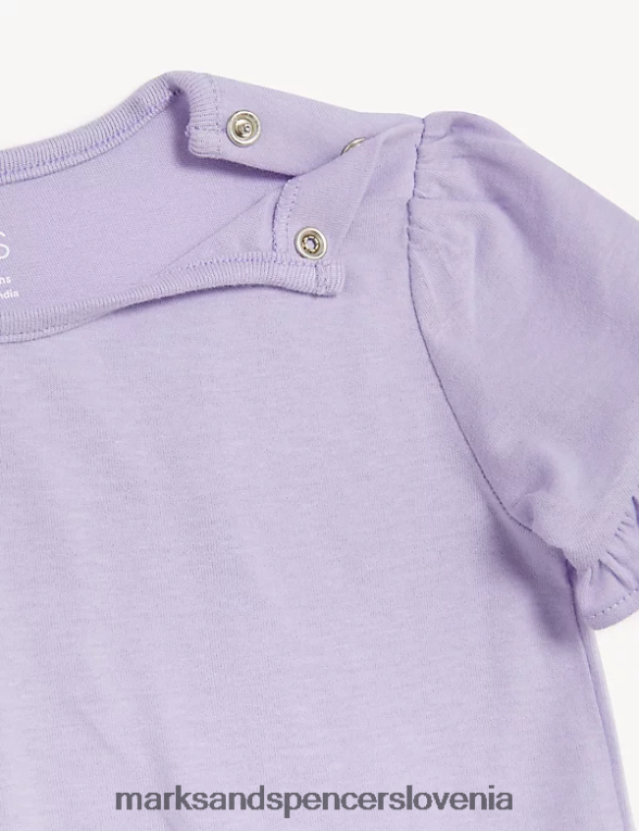 majica s kratkimi rokavi iz čistega bombaža lila Marks & Spencer oblačila dojenček 6T8F6X7771