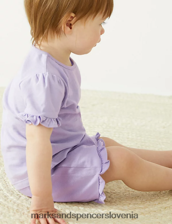 majica s kratkimi rokavi iz čistega bombaža lila Marks & Spencer oblačila dojenček 6T8F6X7771