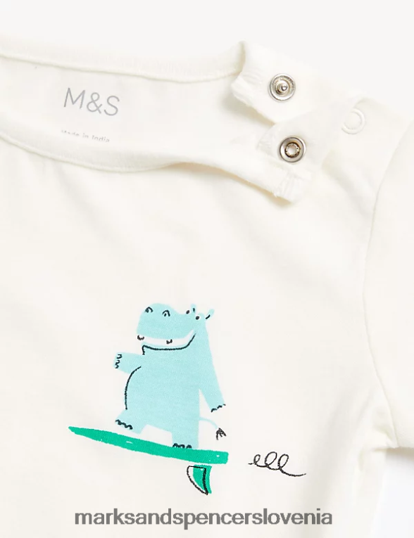 majica s kratkimi rokavi za surfanje iz čistega bombaža slonovina Marks & Spencer oblačila dojenček 6T8F6X7584