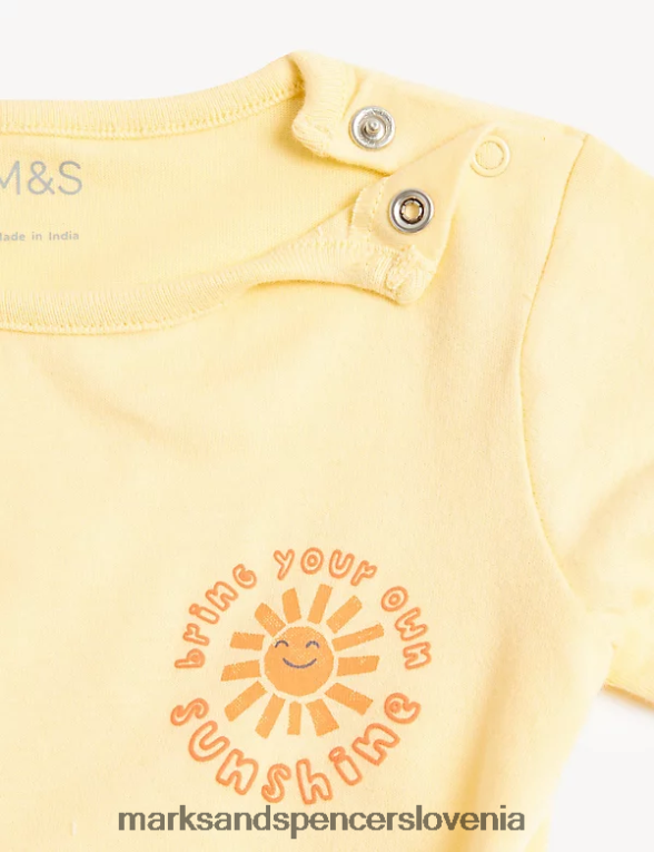 majica s sloganom iz čistega bombaža rumena Marks & Spencer oblačila dojenček 6T8F6X7434