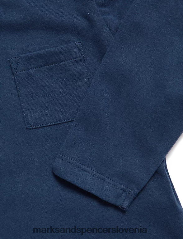 top iz čistega bombaža mornarica Marks & Spencer oblačila dojenček 6T8F6X7539