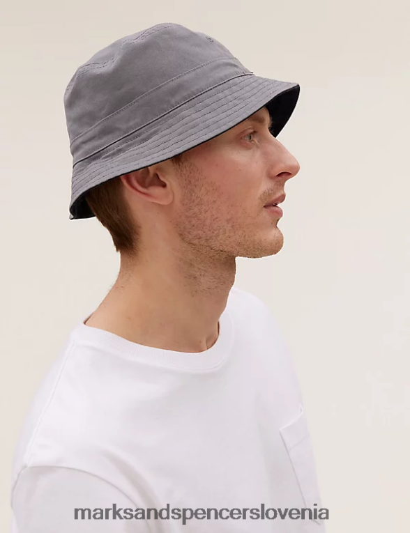 reverzibilni klobuk mornarsko/siva Marks & Spencer dodatki moški 6T8F6X6744