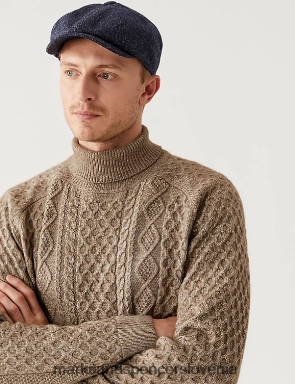 teksturiran pekovski klobuk temno modra Marks & Spencer dodatki moški 6T8F6X5198