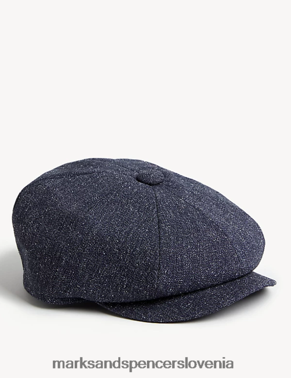 teksturiran pekovski klobuk temno modra Marks & Spencer dodatki moški 6T8F6X5198