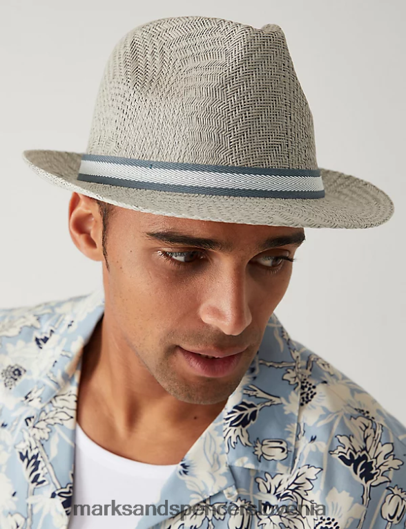 teksturiran trilby siva Marks & Spencer dodatki moški 6T8F6X6037