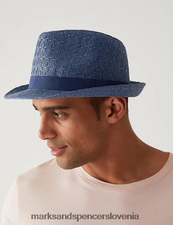 teksturiran trilby temna mornarica Marks & Spencer dodatki moški 6T8F6X5646