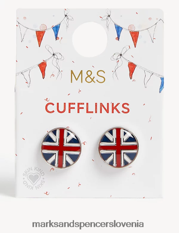 zapestni gumbi union jack srebrna mešanica Marks & Spencer dodatki moški 6T8F6X5142