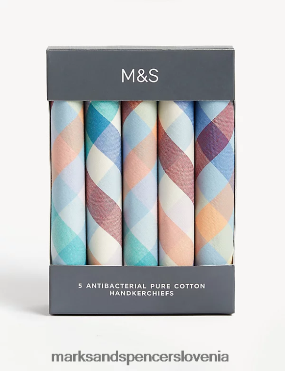 5pk antibakterijski robčki iz čistega bombaža modra mešanica Marks & Spencer dodatki moški 6T8F6X5106