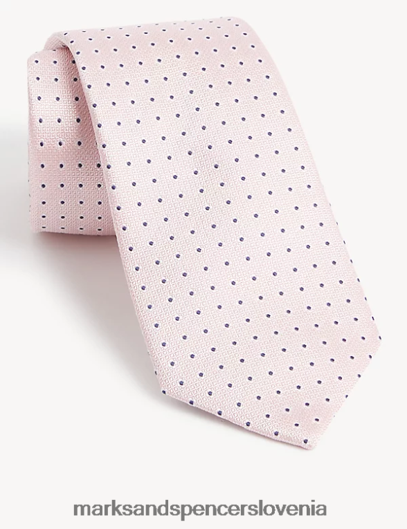kravata iz čiste svile roza Marks & Spencer dodatki moški 6T8F6X5934