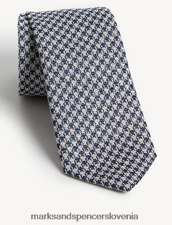 mikro puppytooth kravata mornarska mešanica Marks & Spencer dodatki moški 6T8F6X6348