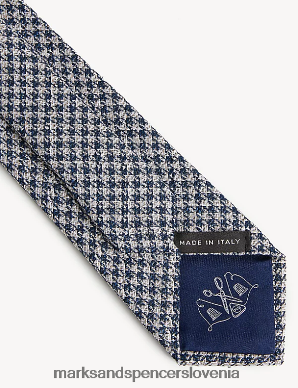 mikro puppytooth kravata mornarska mešanica Marks & Spencer dodatki moški 6T8F6X6348