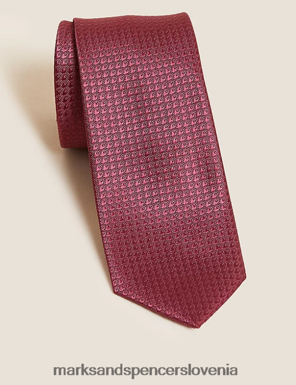 ozka geometrijska kravata bordo Marks & Spencer dodatki moški 6T8F6X5839