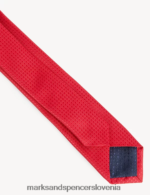 ozka geometrijska kravata rdeča Marks & Spencer dodatki moški 6T8F6X6205