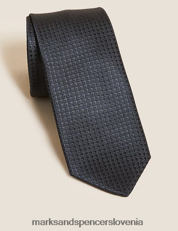 ozka geometrijska kravata Črna Marks & Spencer dodatki moški 6T8F6X6204