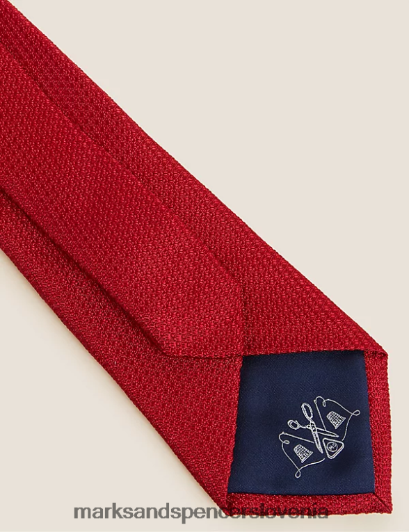 teksturirana kravata iz čiste svile rdeča Marks & Spencer dodatki moški 6T8F6X6358