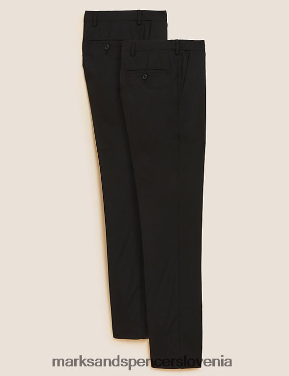 2pk običajne hlače, odporne proti gubam Črna Marks & Spencer oblačila moški 6T8F6X6630