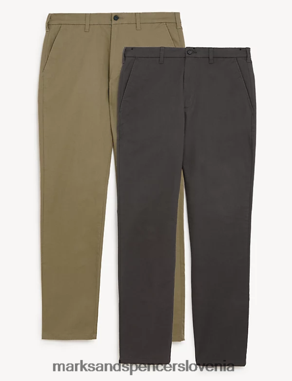 2pk regular fit raztegljivi chinos hlače mešanica oglja Marks & Spencer oblačila moški 6T8F6X5483