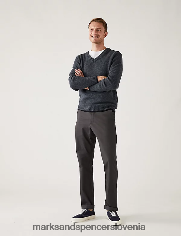2pk regular fit raztegljivi chinos hlače mešanica oglja Marks & Spencer oblačila moški 6T8F6X5483