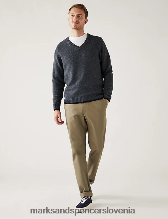 2pk regular fit raztegljivi chinos hlače mešanica oglja Marks & Spencer oblačila moški 6T8F6X5483