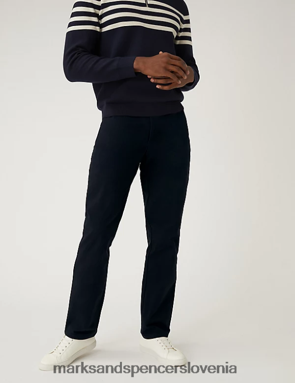 2pk regular fit raztegljivi chinos hlače modra/črna Marks & Spencer oblačila moški 6T8F6X5486
