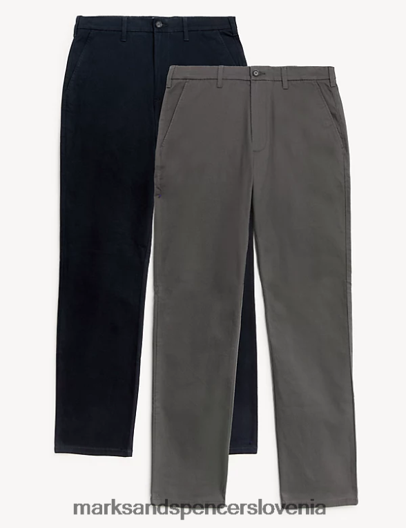 2pk regular fit raztegljivi chinos hlače črna/siva Marks & Spencer oblačila moški 6T8F6X5484
