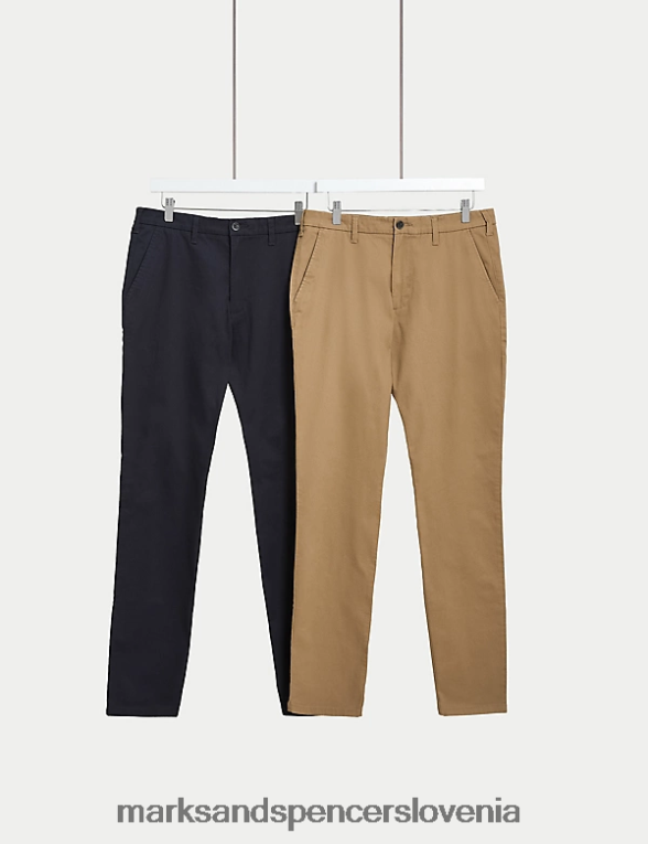 2pk slim fit raztegljivi chinos hlače kamen/mornarica Marks & Spencer oblačila moški 6T8F6X5770