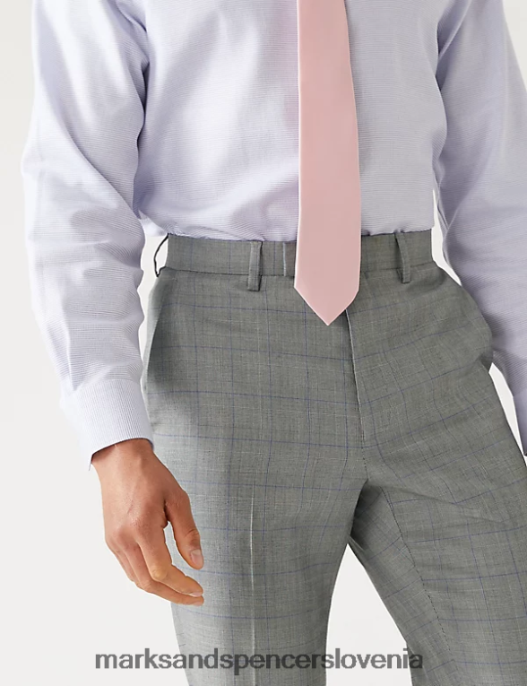 kariraste hlače običajnega kroja Prince of Wales siva mešanica Marks & Spencer oblačila moški 6T8F6X6567