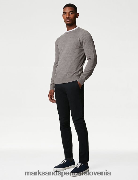 krajši raztegljivi chinos slim fit temna mornarica Marks & Spencer oblačila moški 6T8F6X7117