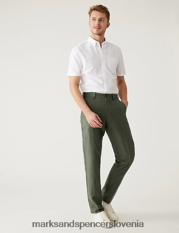 običajne hlače iz mešanice lanu mah Marks & Spencer oblačila moški 6T8F6X5450