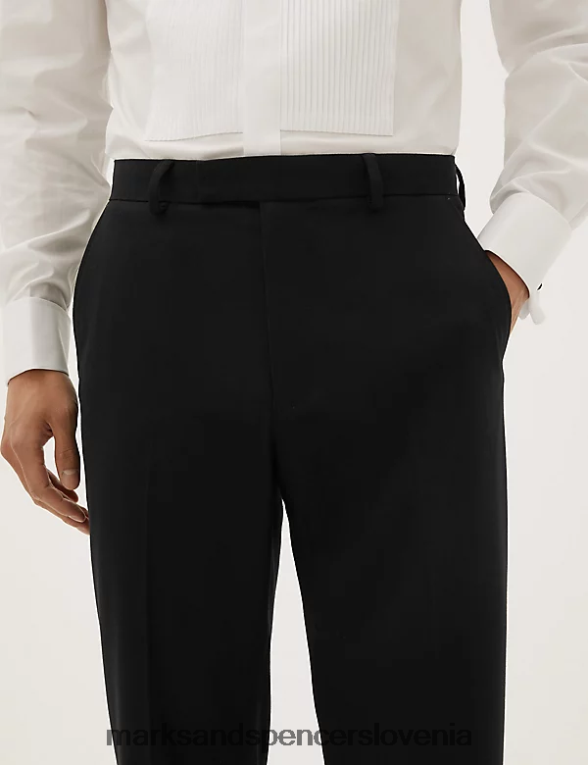 običajne raztegljive hlače Črna Marks & Spencer oblačila moški 6T8F6X6054
