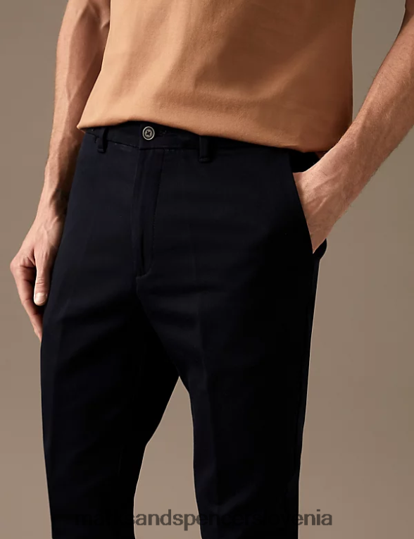 običajni italijanski raztegljivi chinos mornarica Marks & Spencer oblačila moški 6T8F6X6022