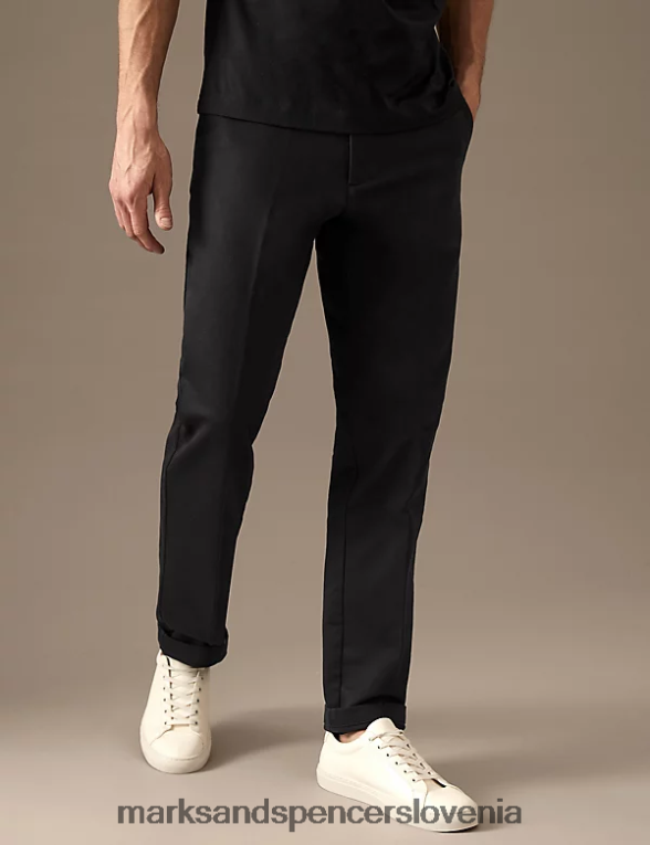 običajni italijanski raztegljivi chinos črna mešanica Marks & Spencer oblačila moški 6T8F6X6405