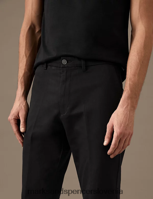 običajni italijanski raztegljivi chinos črna mešanica Marks & Spencer oblačila moški 6T8F6X6405