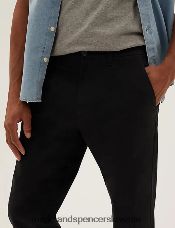 ohlapni raztegljivi chinos hlače Črna Marks & Spencer oblačila moški 6T8F6X6194