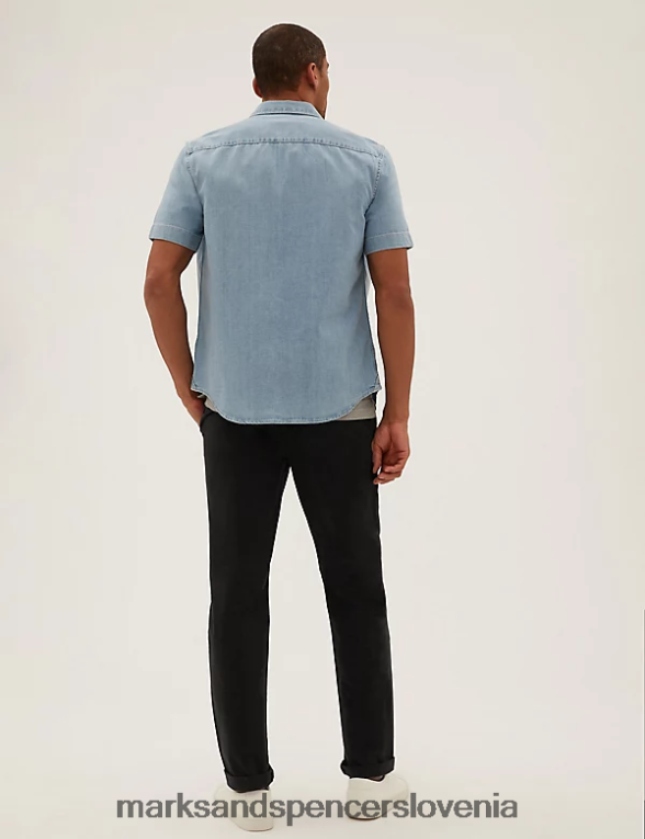 ohlapni raztegljivi chinos hlače Črna Marks & Spencer oblačila moški 6T8F6X6194